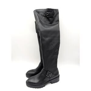 Vince Camuto Abrila Faux Leather Tall Over the Knee Boots Black Size US8M EU39